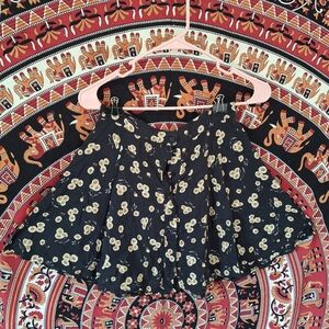 Daisy Print Button-Up Fit And Flare Skater Circle Mini Skirt